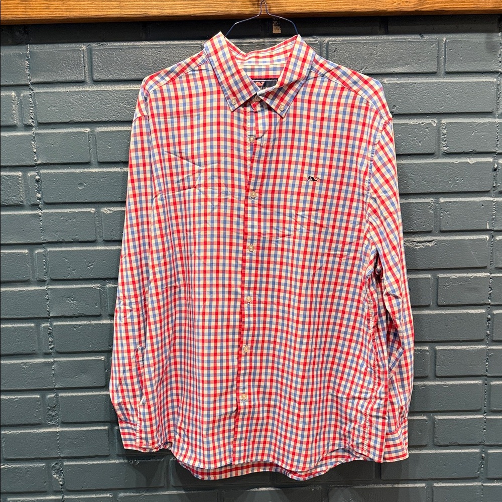 Vineyard Vines Red and Blue Plaid Shirt
